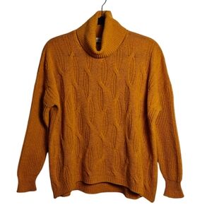 MARIA BELLENTANI 100% Wool Turtleneck Sweater in Mustard Yellow Size XS